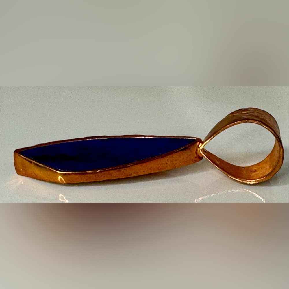 RARE Jay King Signed Desert Rose Trading Copper Lapis Necklace Pendant 3” - Picture 9 of 10